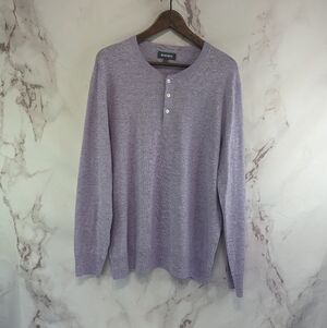 Bonobos Sweater Mens Large Purple Linen Henley Button Lightweight Lilac Golf